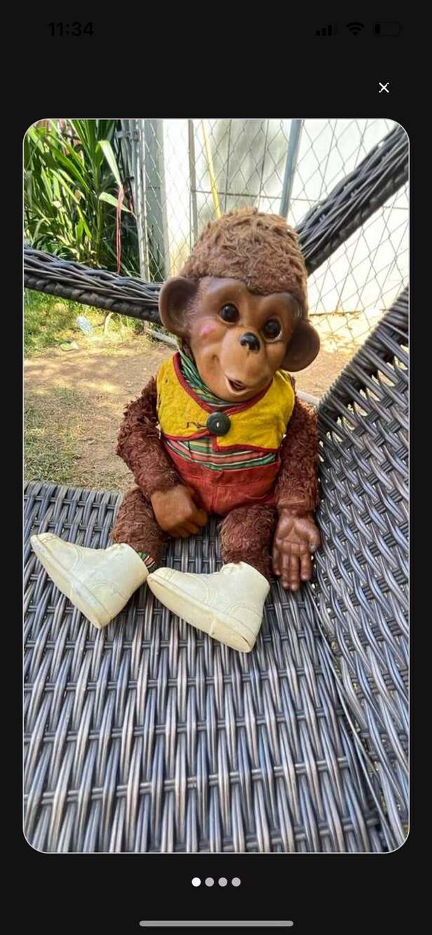1950 Vintage Monkey Doll Plush Rubber Face Stuffed Animal Toy